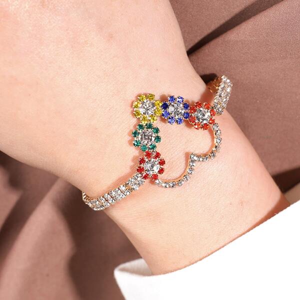 

Rhinestone Heart Decor Bracelet, Multicolor