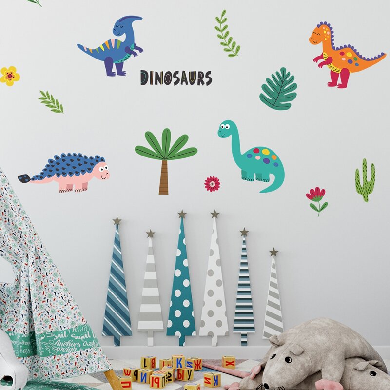 

Kids Cartoon Dinosaur Print Wall Sticker, Multicolor