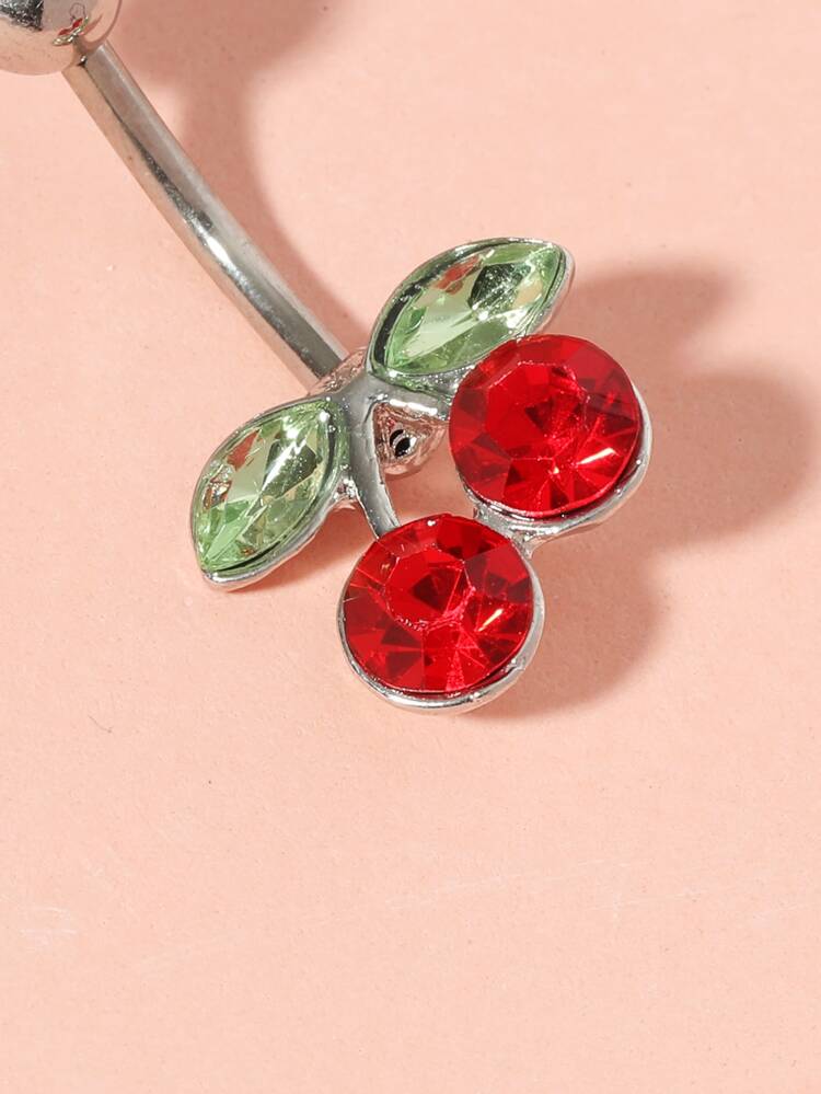 1pc Fashionable Red Cherry 14G Navel Piercing Body Jewelry For Women