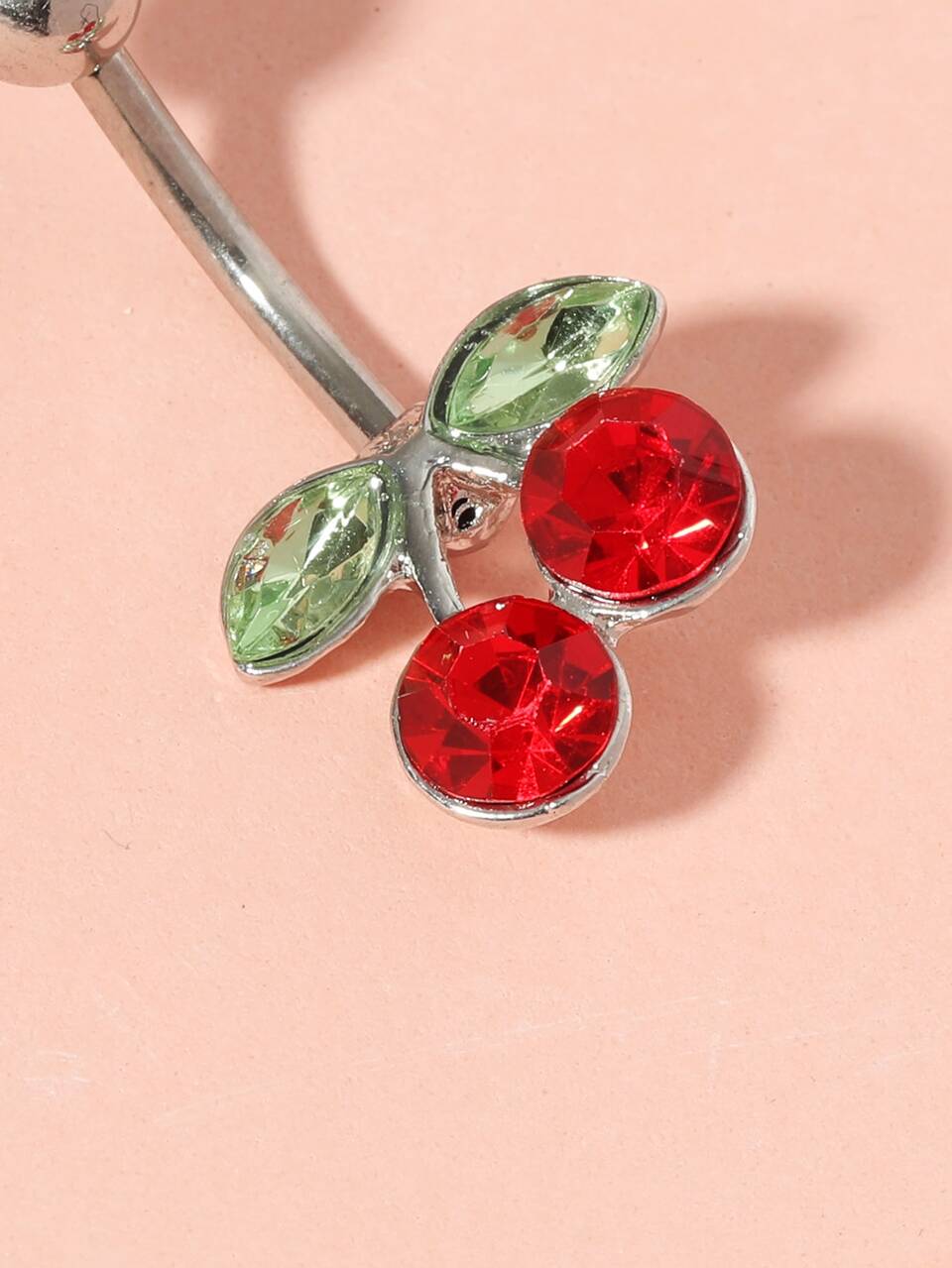 1pc Fashionable Red Cherry 14G Navel Piercing Body Jewelry For Women