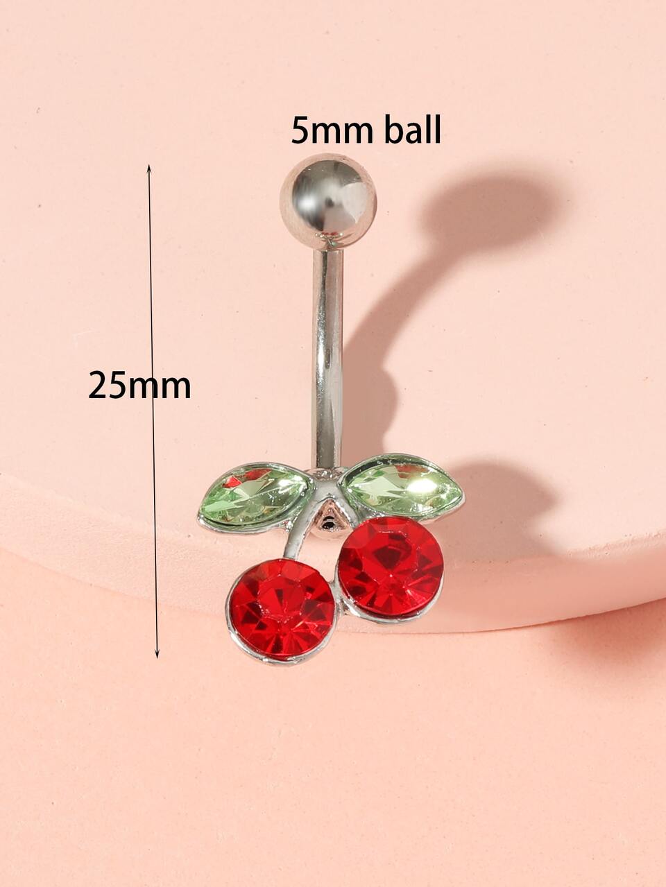 1pc Fashionable Red Cherry 14G Navel Piercing Body Jewelry For Women