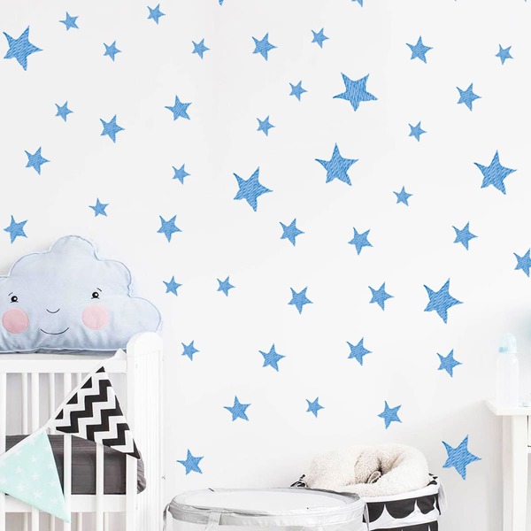 

1sheet Star Print Kids Wall Sticker, Blue