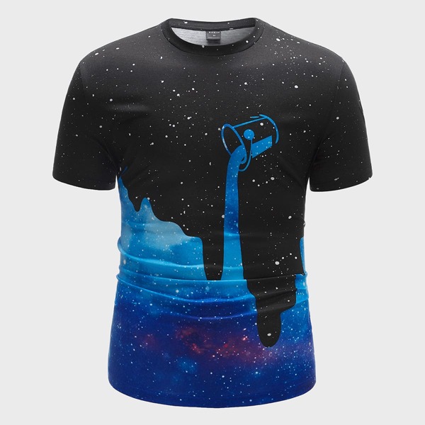 

Men 3D Galaxy Print Tee, Multicolor