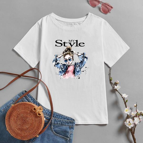 

Letter & Figure Graphic Tee, White