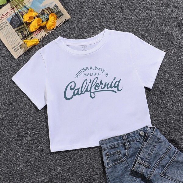 

Letter Graphic Crop Tee, White