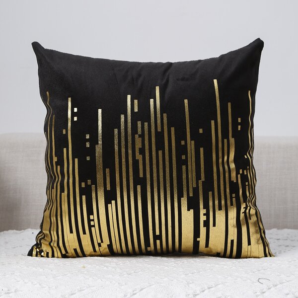 

Striped Pattern Cushion Cover Without Filler, Black