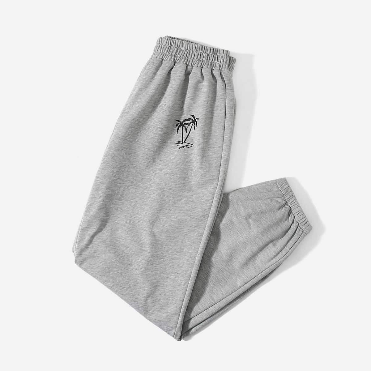 

Coconut Tree Graphic Sweatpants, Light grey