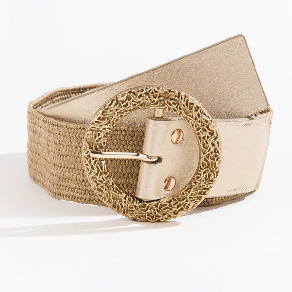 

Round Buckle Woven Belt, Khaki