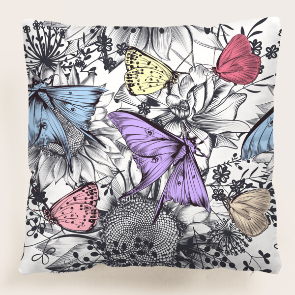 

Butterfly Print Cushion Cover Without Filler, Multicolor
