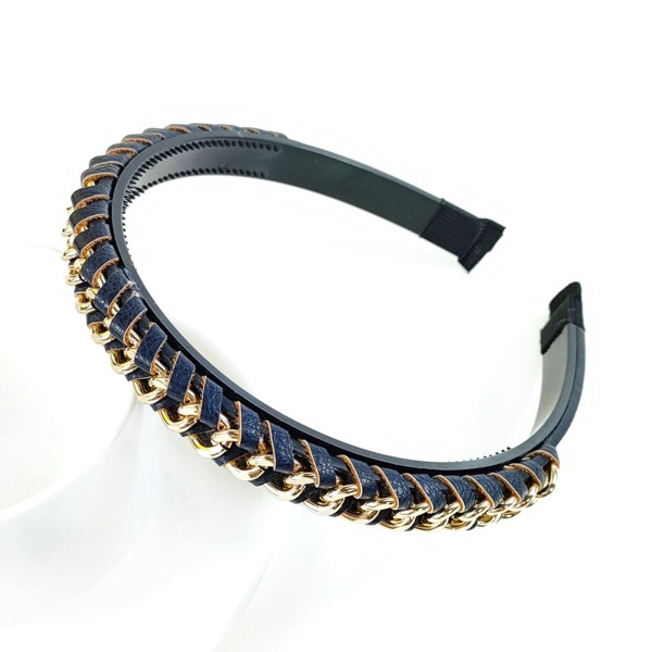 

Chain Decor Headband, Navy blue