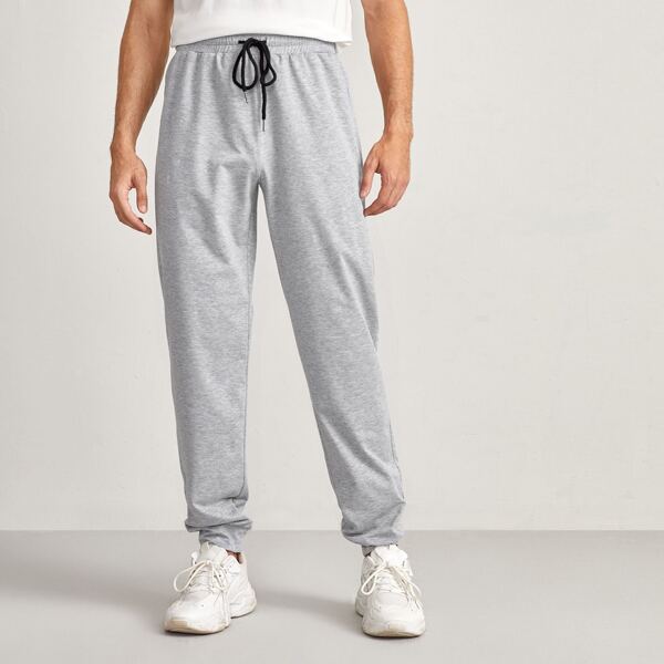 

Men Slant Pockets Drawstring Waist Sweatpants, Light grey