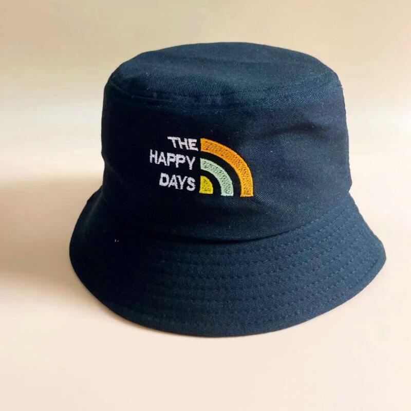 

Slogan Graphic Embroidery Bucket Hat, Black