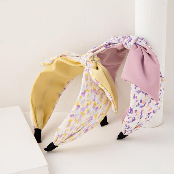 

2pcs Bow Knot Hair Hoop, Multicolor