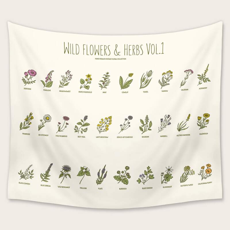 

Plants Print Tapestry, Multicolor