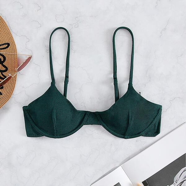 

Rib Underwire Bikini Top, Dark green