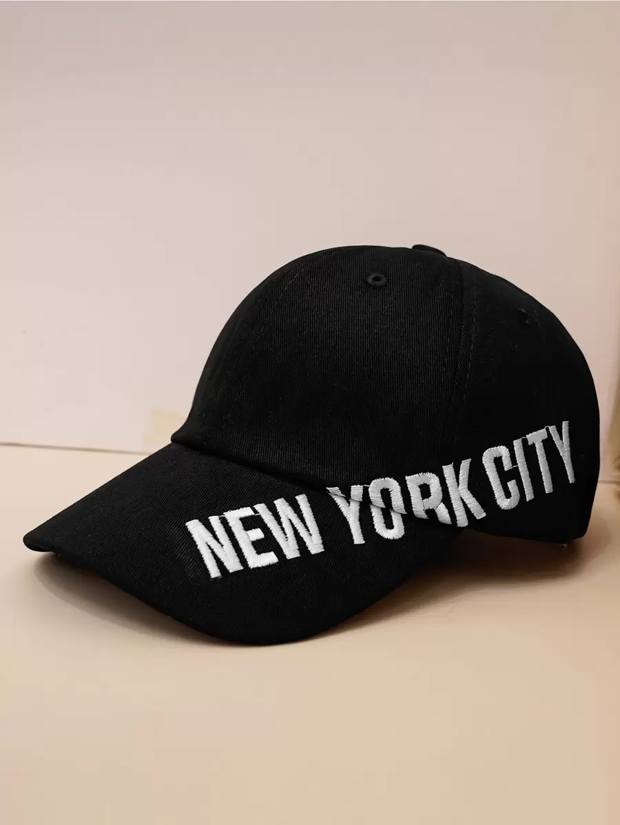 Men Letter Embroidered Baseball Cap Street - Black - View 1