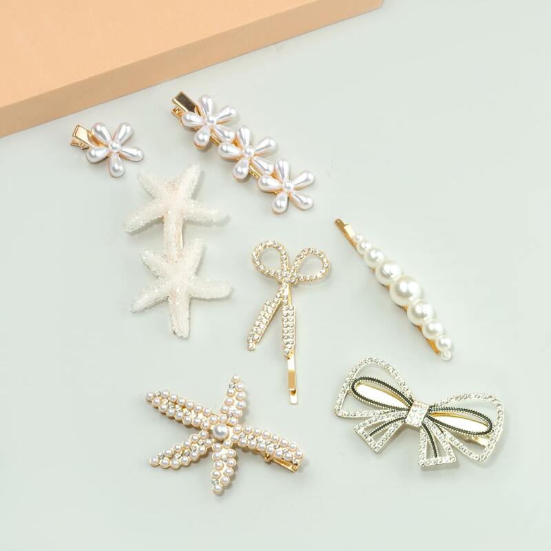 

7pcs Faux Pearl Decor Hair Clip, Multicolor