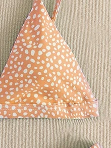 斑点狗三角比基尼上衣，适合夏季海滩度假 - 橘色 - 查看 3