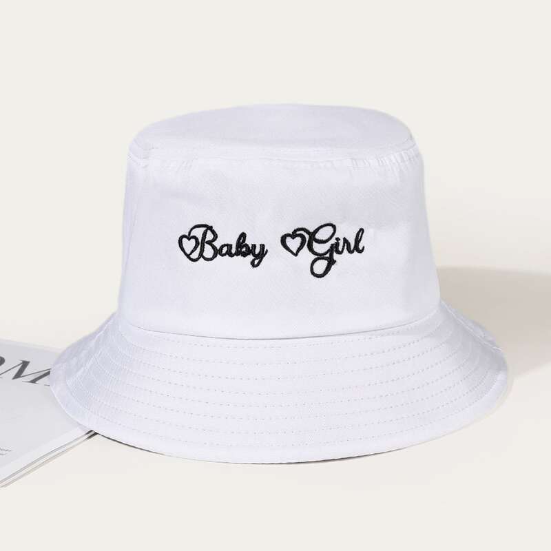 

Slogan Graphic Embroidery Bucket Hat, White