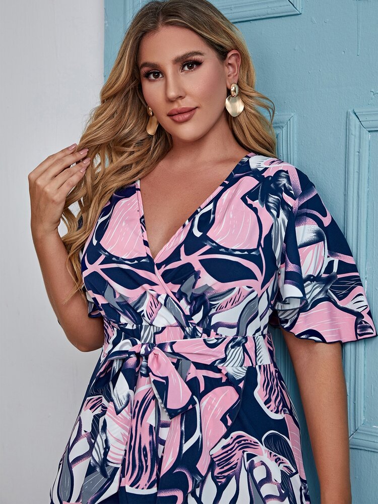 Mulvari Vestido con cinturón con estampado cruzado delantero - Multicolor - Añade 5