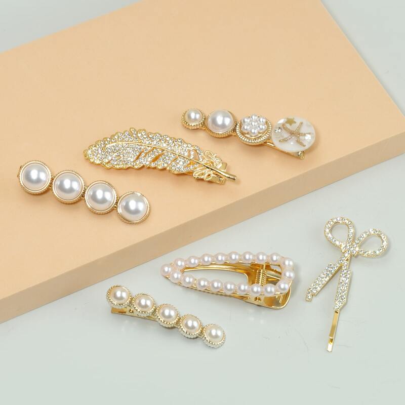 

6pcs Faux Pearl Decor Hair Clip, Multicolor