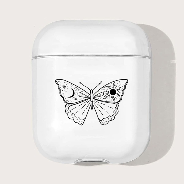 

Прозрачный чехол для Airpods с узором бабочки