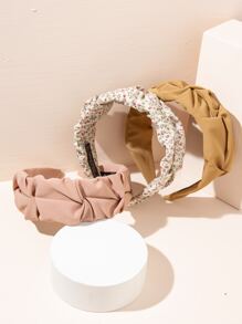3pcs Flower Print Wide Headband - Multicolor - View 1