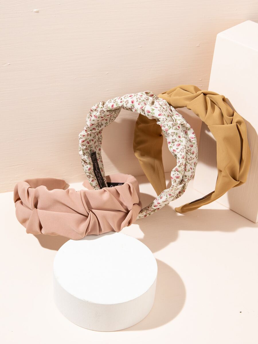 3pcs Flower Print Wide Headband - Multicolor - View 1