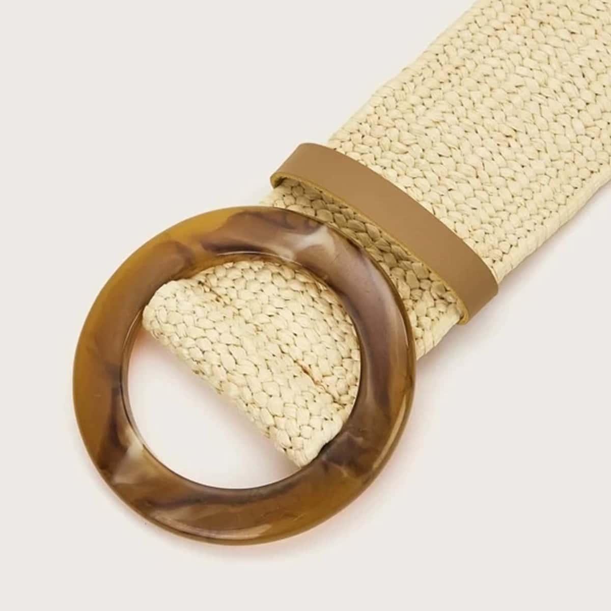 

Ring Buckle Woven Belt, Beige