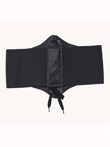 Lace-up Front Corset Belt - Black - View 2
