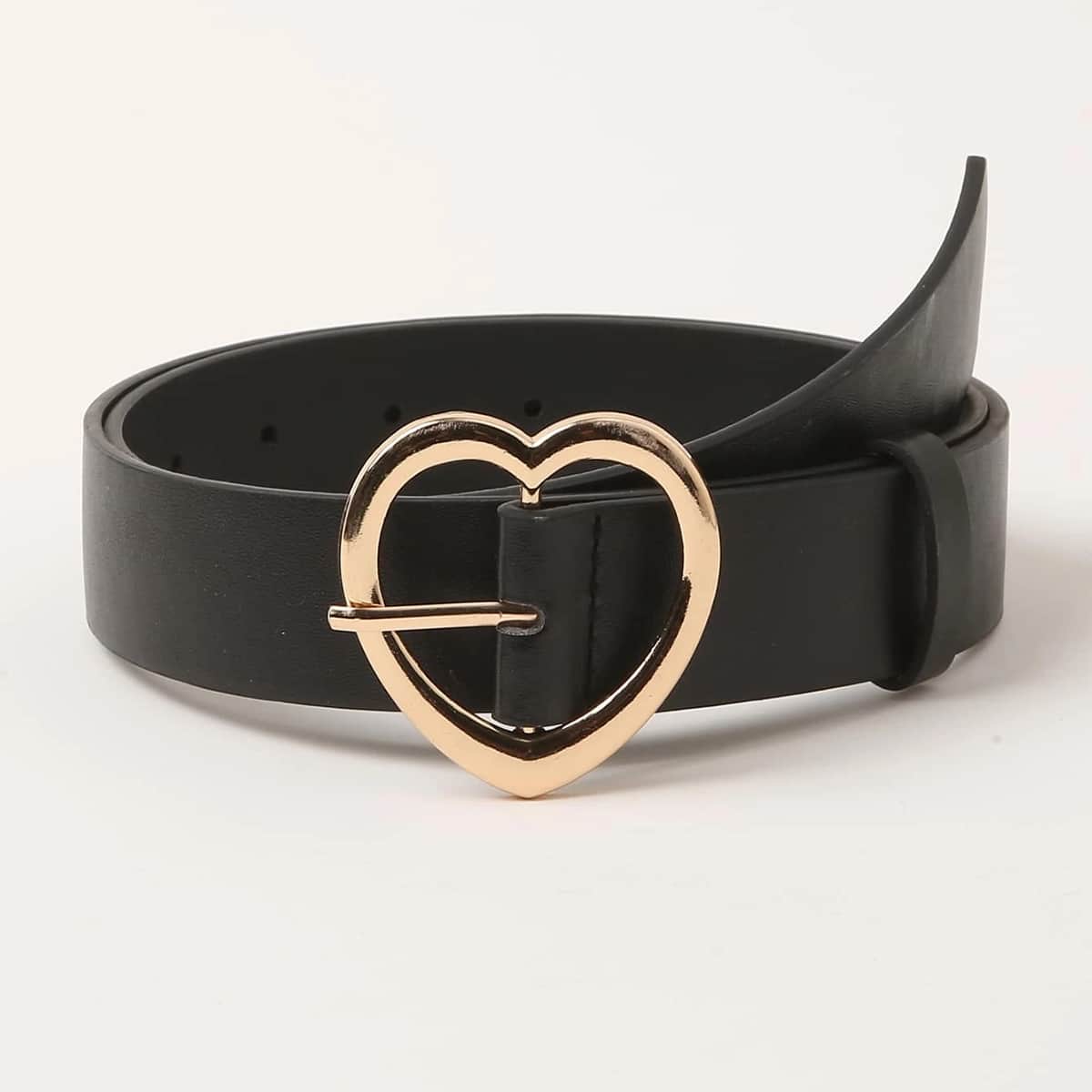 

Heart Decor Buckle Belt, Black