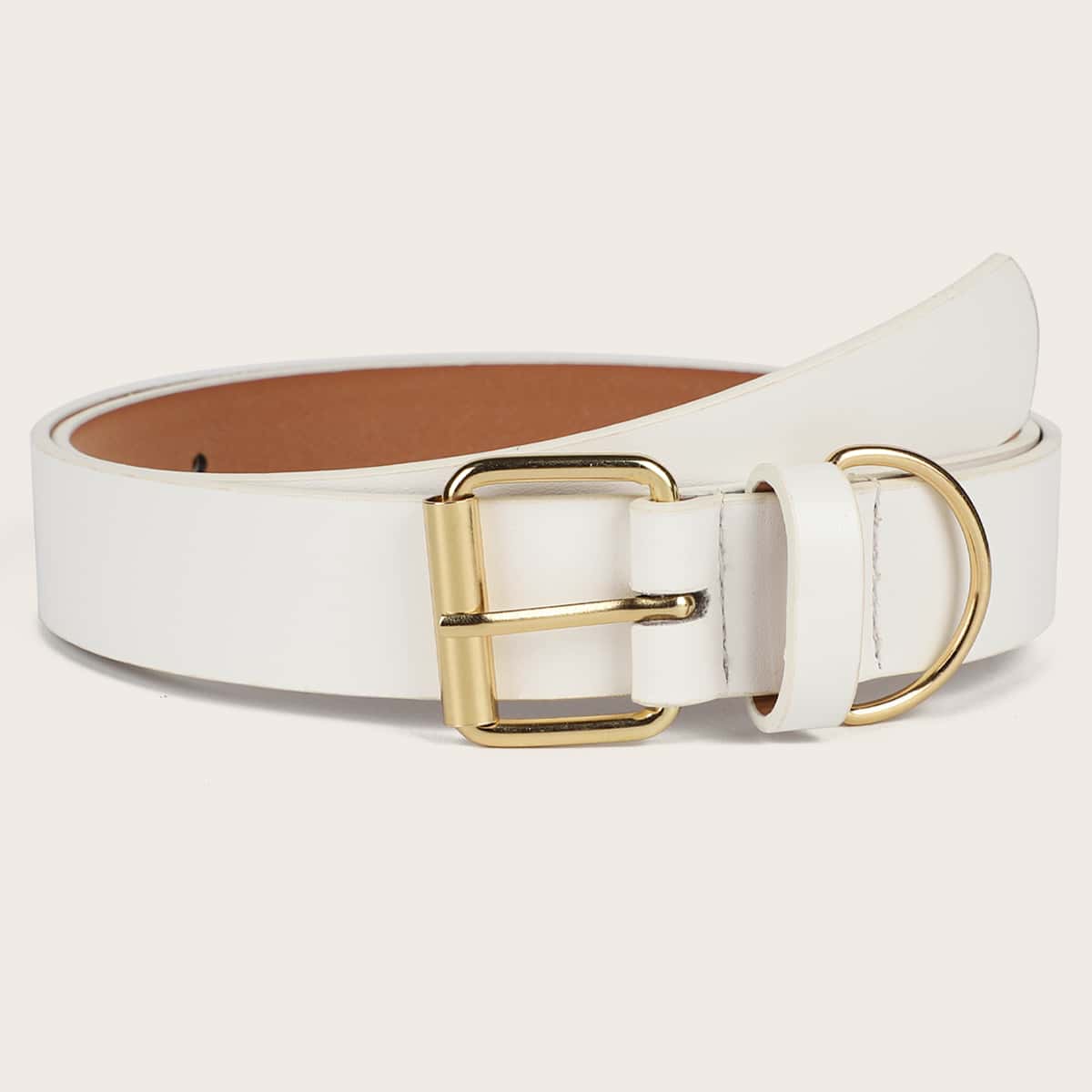 

Solid Geo Buckle Belt, White
