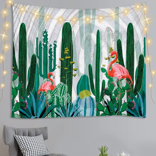 

Flamingo & Cactus Print Tapestry, Multicolor