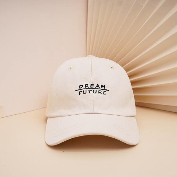 

Men Letter Embroidered Baseball Cap, Beige