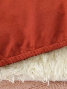 Baby Unisex Solid Batwing Sleeve Sweatshirt With Joggers - Burnt Orange - View 8