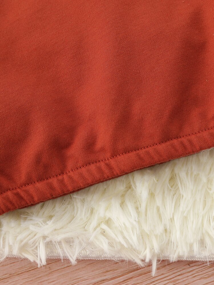 男女嬰通用素色蝙蝠袖運動衫帶束腳褲 - 亮橙色 - 查看 8