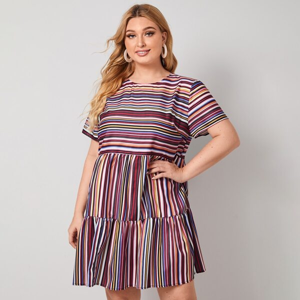 

Plus Striped Smock Dress, Multicolor