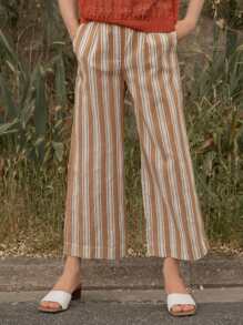 SHEIN Pantalones de pierna ancha de lino - Multicolor - Ver 2
