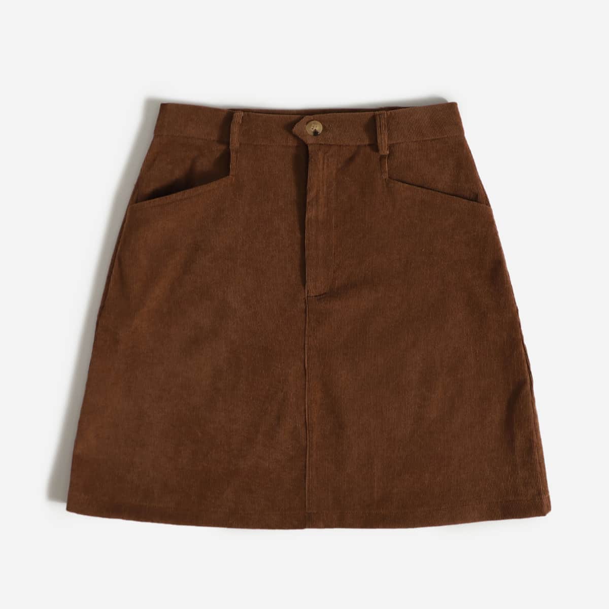 

Solid Corduroy Skirt, Brown