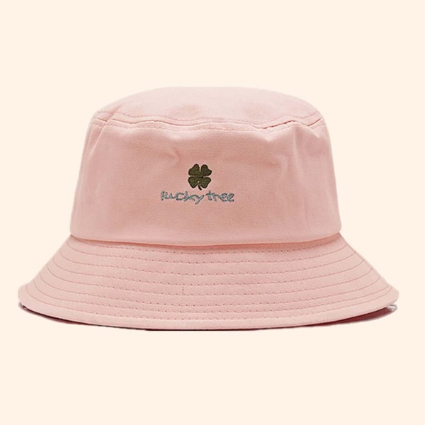

Letter Embroidered Bucket Hat, Pink