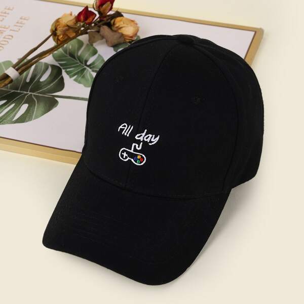 

Letter Embroidered Baseball Cap, Black