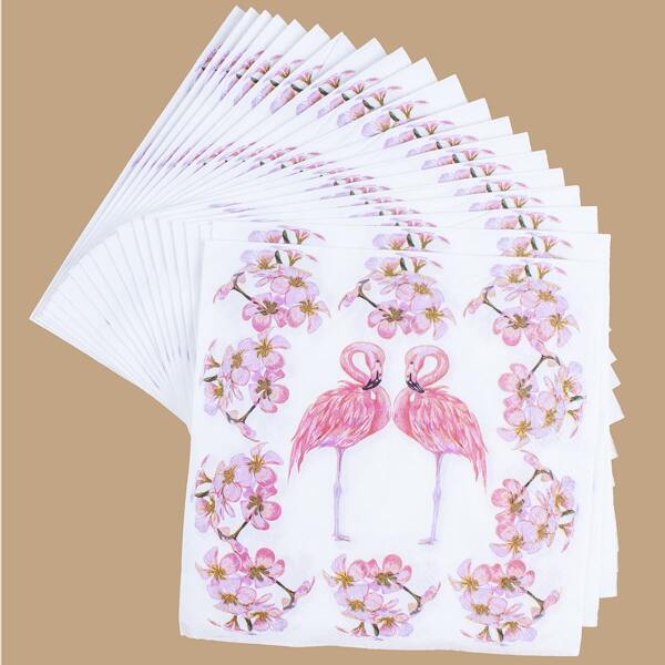 

20pcs Flamingo Print Paper Napkin, Multicolor