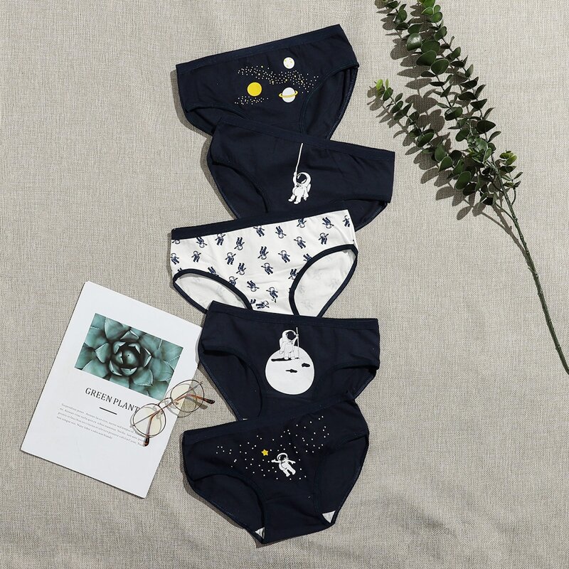 

5pack Astronaut & Galaxy Print Panty Set, Multicolor