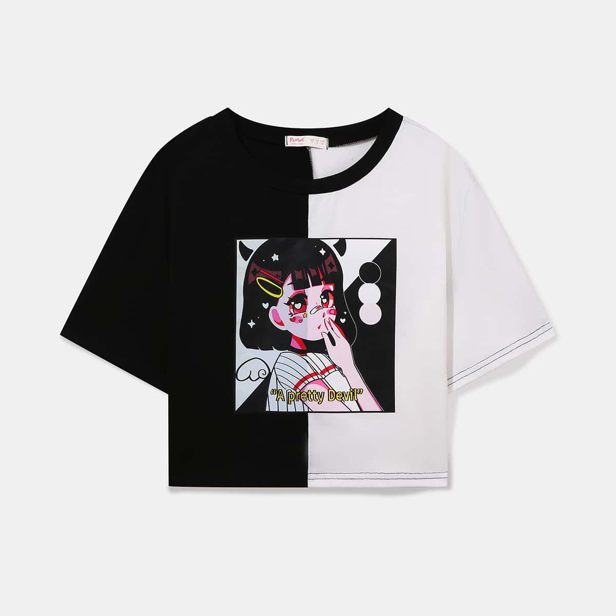 

Two Tone Figure Graphic Tee, Black and white