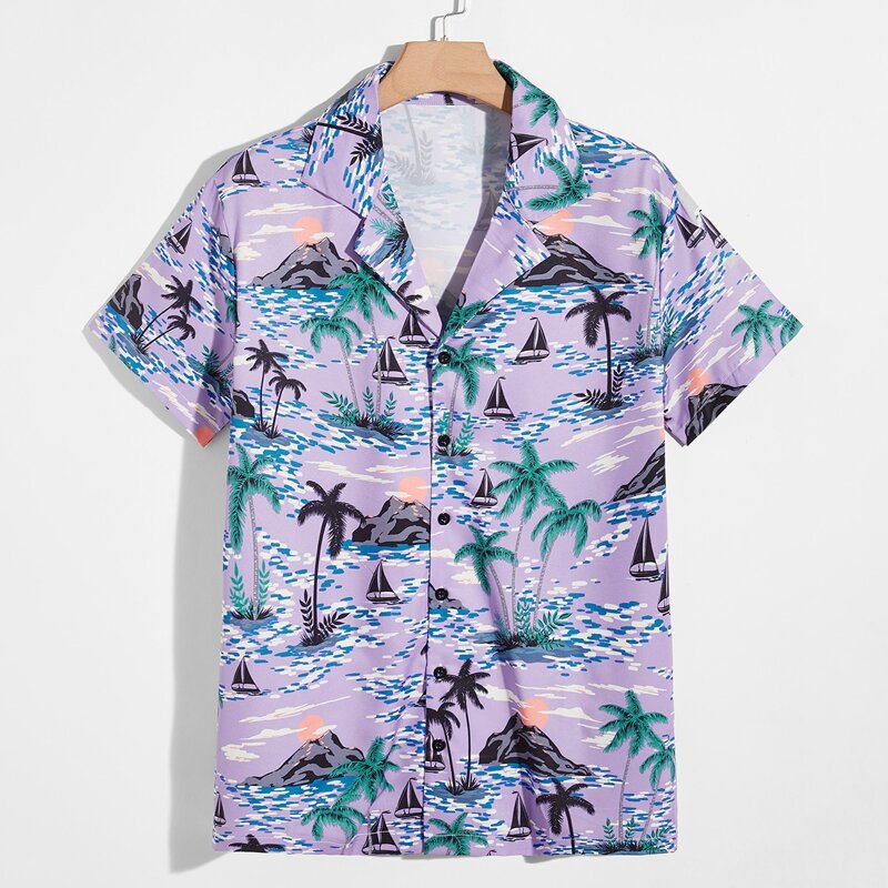 

Guys Tropical Graphic Button Front Shirt, Multicolor
