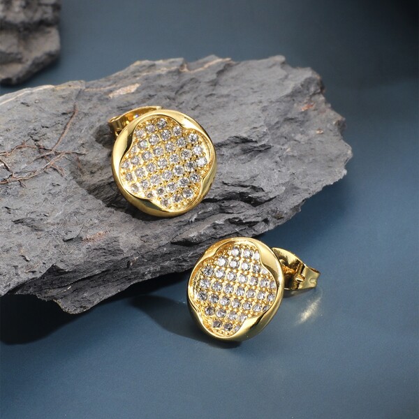 

18K Gold Plated Zircon Decor Stud Earrings