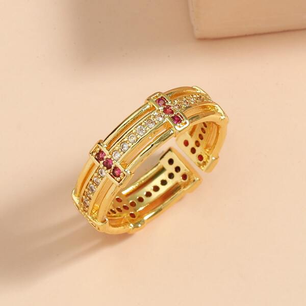 

18K Gold Plated Zircon Decor Cuff Ring
