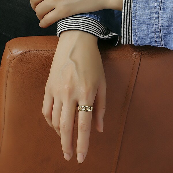 

Gold Plated Chain Design Cuff Ring