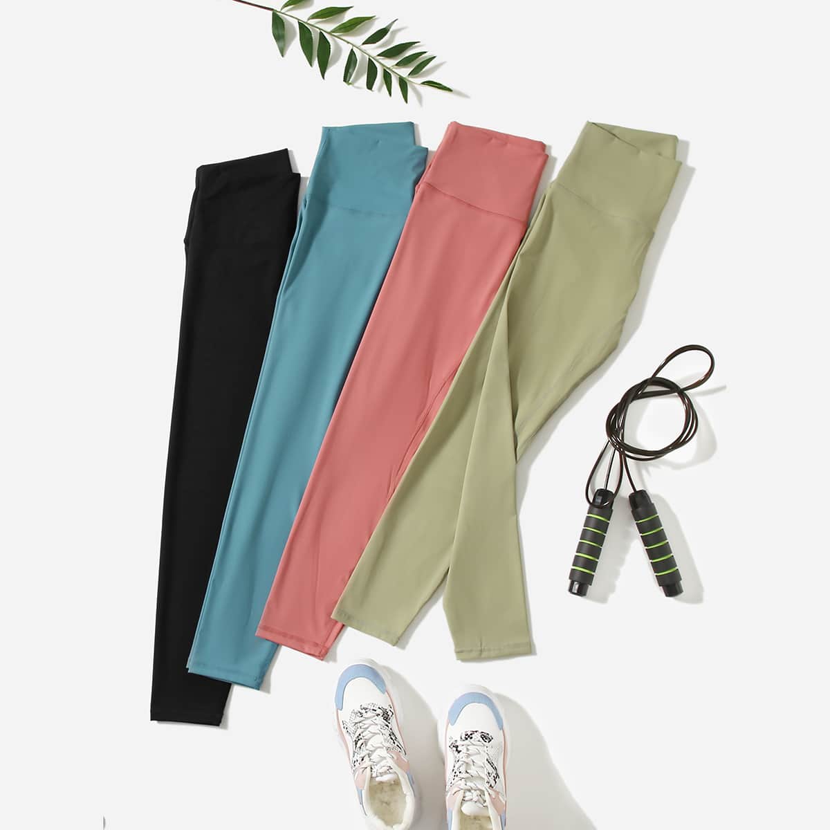 

4pcs Absorbs Sweat Breathable Feels Like Skin Sports Leggings, Multicolor