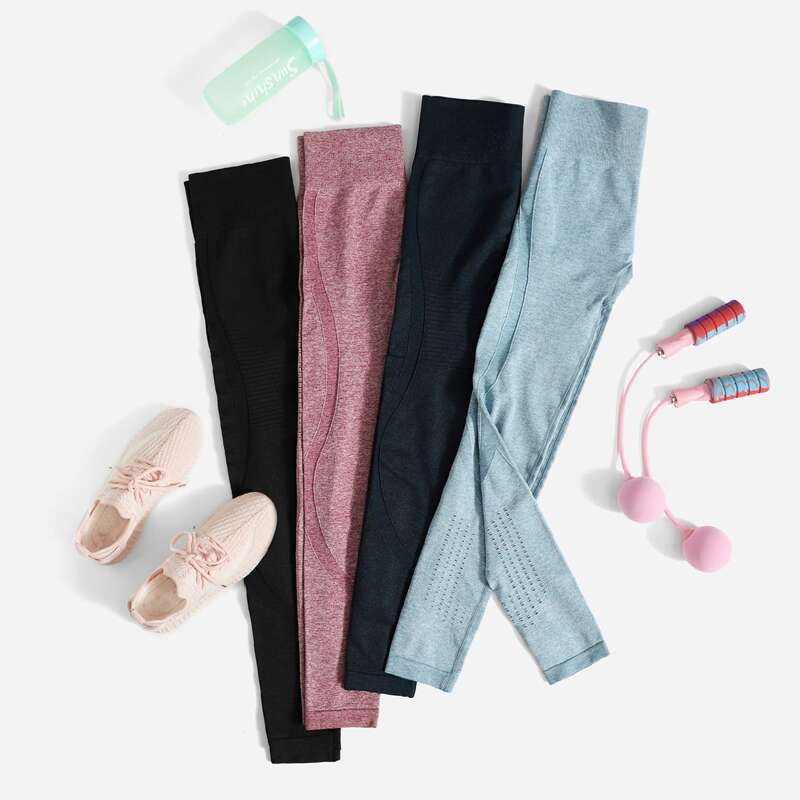 

4pcs High Stretch Hollow Out Sports Leggings, Multicolor